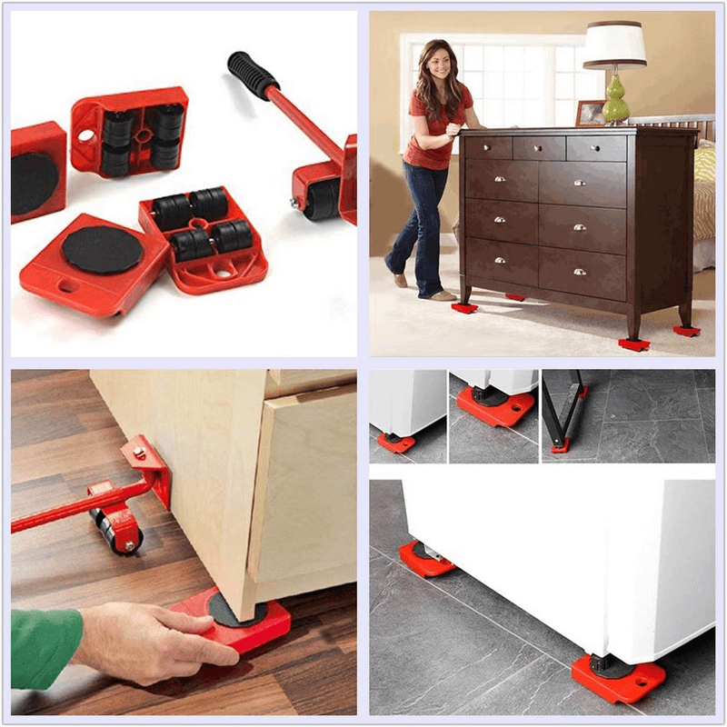 5-piece furniture moving system with roller sliders