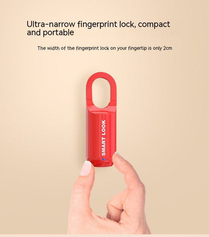 Compact fingerprint padlock modern minimal design red