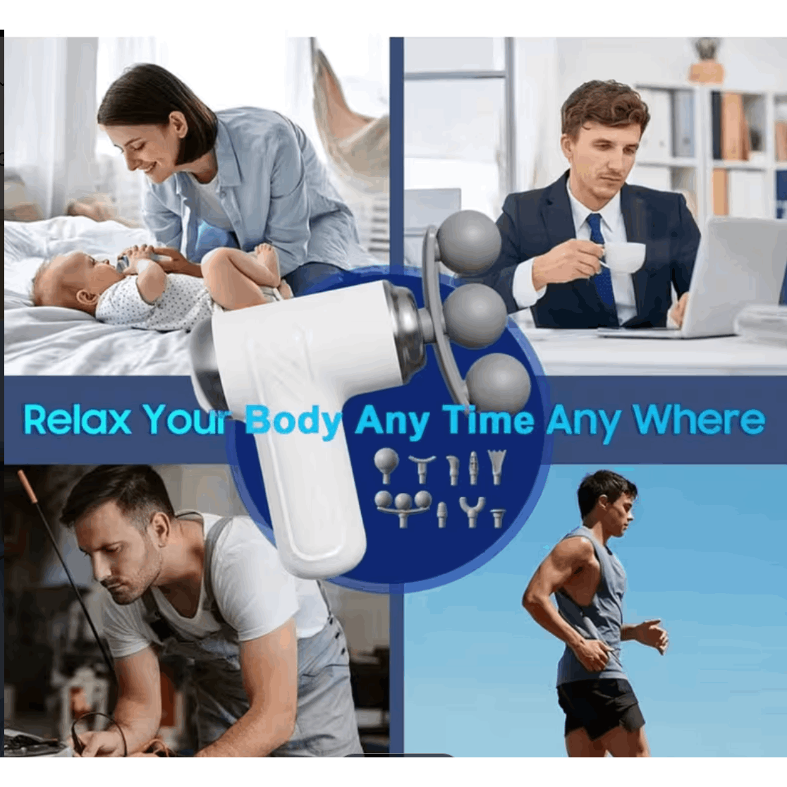 Multi-Head Fascia Gun Massager
