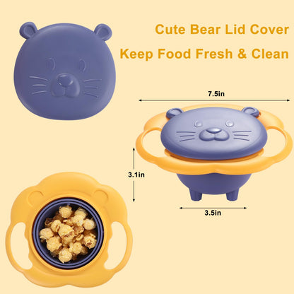 Baby gyro bowl in use during self-feeding mealtime