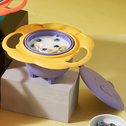Anti-spill baby feeding bowl with easy-grip handles
