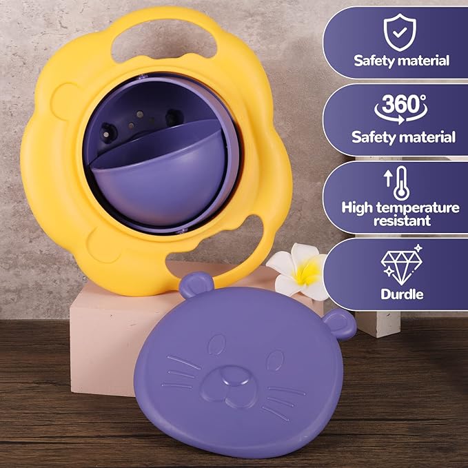 Baby spill-proof gyro bowl 360 rotating design for toddlers