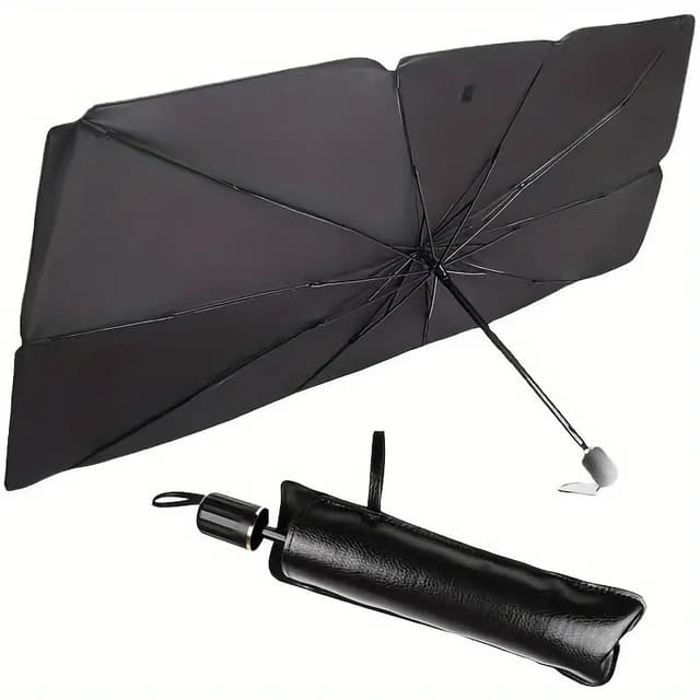 Compact car umbrella sunshade stored in glove compartment