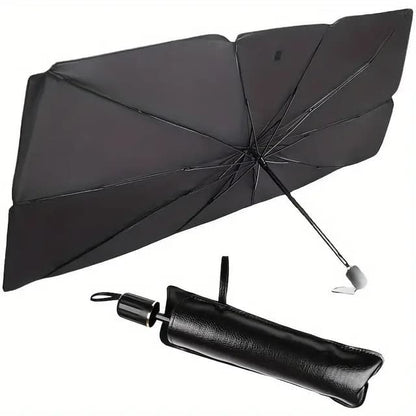 Compact car umbrella sunshade stored in glove compartment