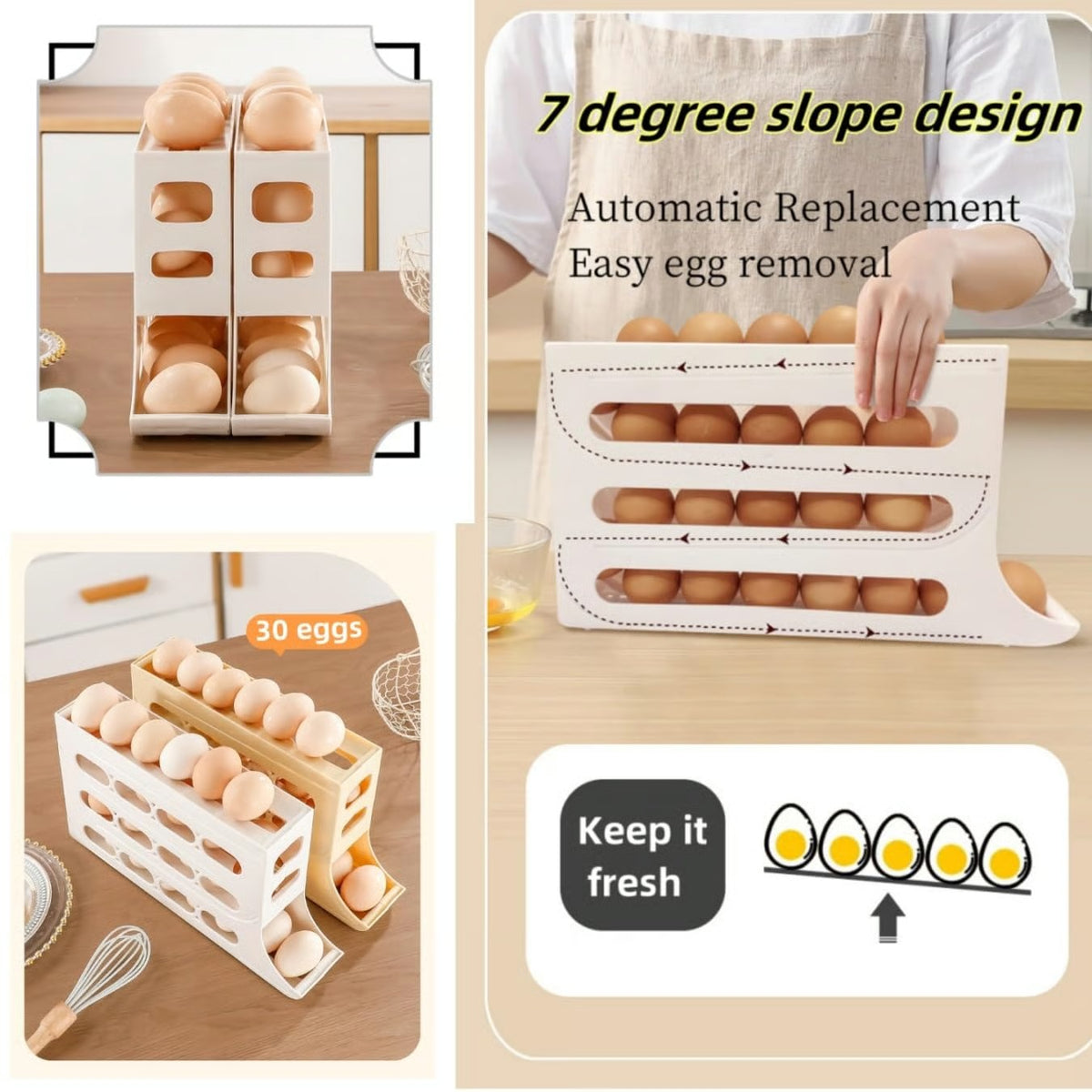 Stackable Automatic Sliding Egg Holder