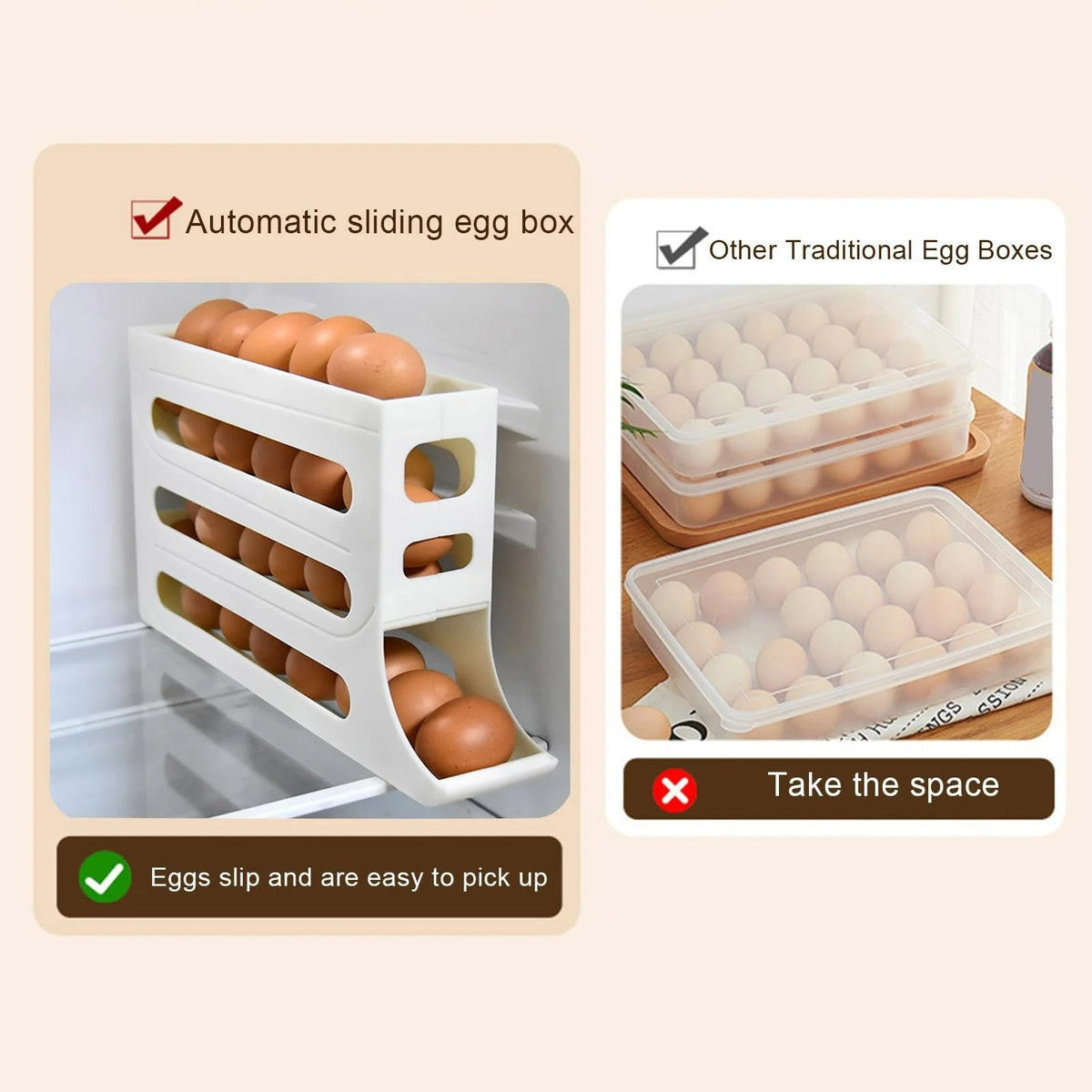 Stackable Automatic Sliding Egg Holder