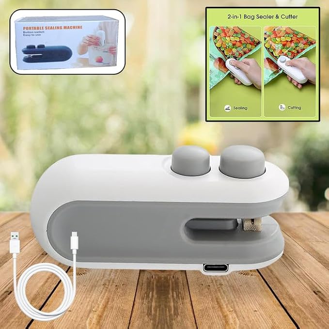 Hand-held sealing machine for kitchen and travel use