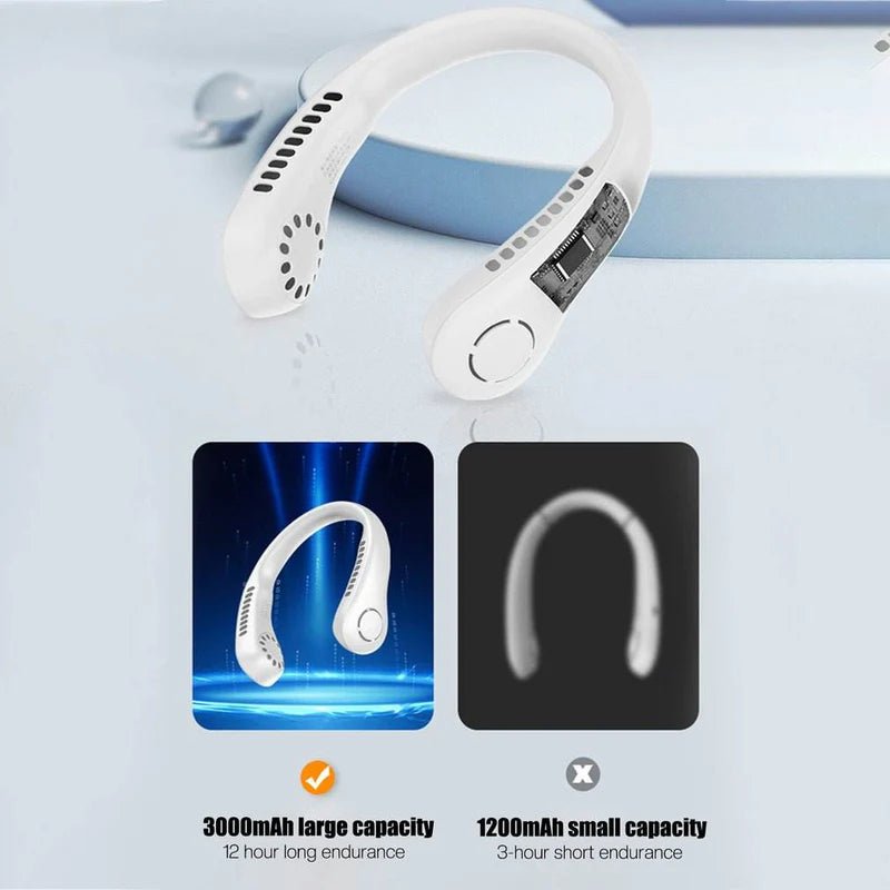 Bladeless neck fan comfortable wear during exercise